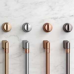 Cafe Handle & Knob Set for Ranges - Brushed Stainless, , hires