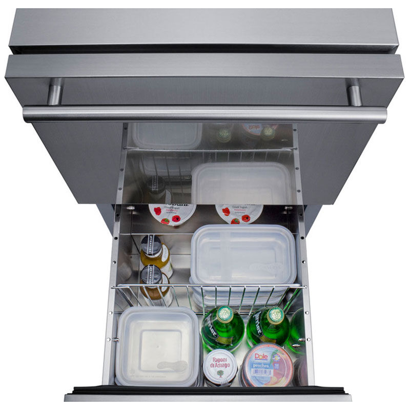 Summit 18 in. 3.4 cu. ft. Outdoor Double Refrigerator Drawers - Stainless Steel/Panel Ready, , hires
