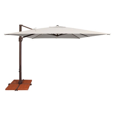SimplyShade Bali Pro 10' Square Cantilever Umbrella in Sunbrella Fabric with Built-In Starlights - Natural | SSAD45SLA544