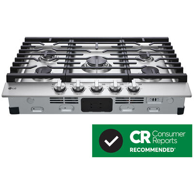 LG 30 in. 5-Burner Natural Gas Cooktop with Simmer Burner & Power Burner - Stainless Steel | CBGJ3023S