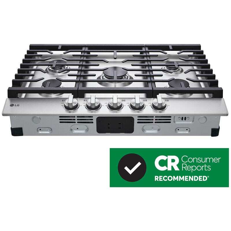 LG 30 in. 5-Burner Natural Gas Cooktop with Simmer Burner & Power Burner - Stainless Steel, Stainless Steel, hires