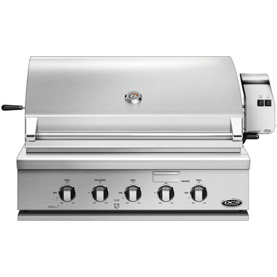 DCS Series 7 36 in. 5-Burner Built-In/Freestanding Liquid Propane Gas Grill with Rotisserie& Smoke Box - Stainless Steel | BH136RL