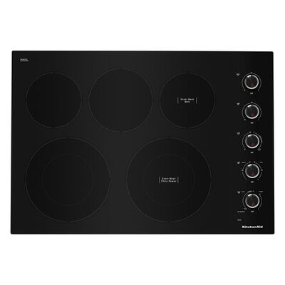 KitchenAid 30 in. Smart Electric Cooktop with 5 Smoothtop Burners - Black | KCES550HBL