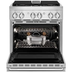 JennAir Noir Series 30 in. 4.1 cu. ft. Smart True European Convection Dual Fuel Range with 4 Sealed Burners - Stainless Steel, , hires
