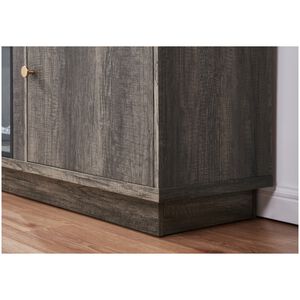 Lilola Ambrose 70"W Gray Walnut Finish Fireplace TV Stand Console with Heater, LED Light, Cabinets, Shelves, , hires
