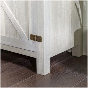Walker Edison Barn Door 70 in. Modern Farmhouse TV Stand - Stone Gray, , hires