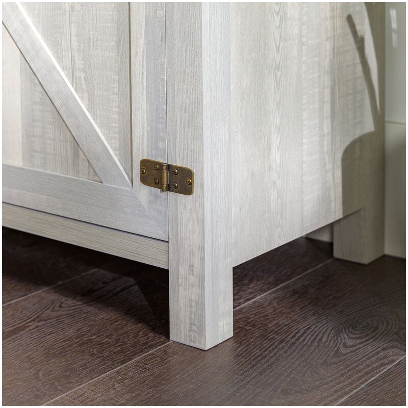 Walker Edison Barn Door 70 in. Modern Farmhouse TV Stand - Stone Gray, , hires