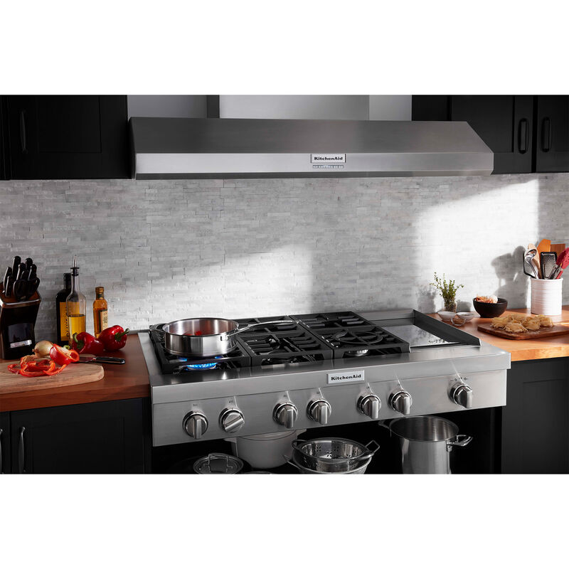 KitchenAid 48 in. Canopy Pro Style Range Hood with 4 Speed Settings & 3 LED Lights - Stainless Steel, , hires
