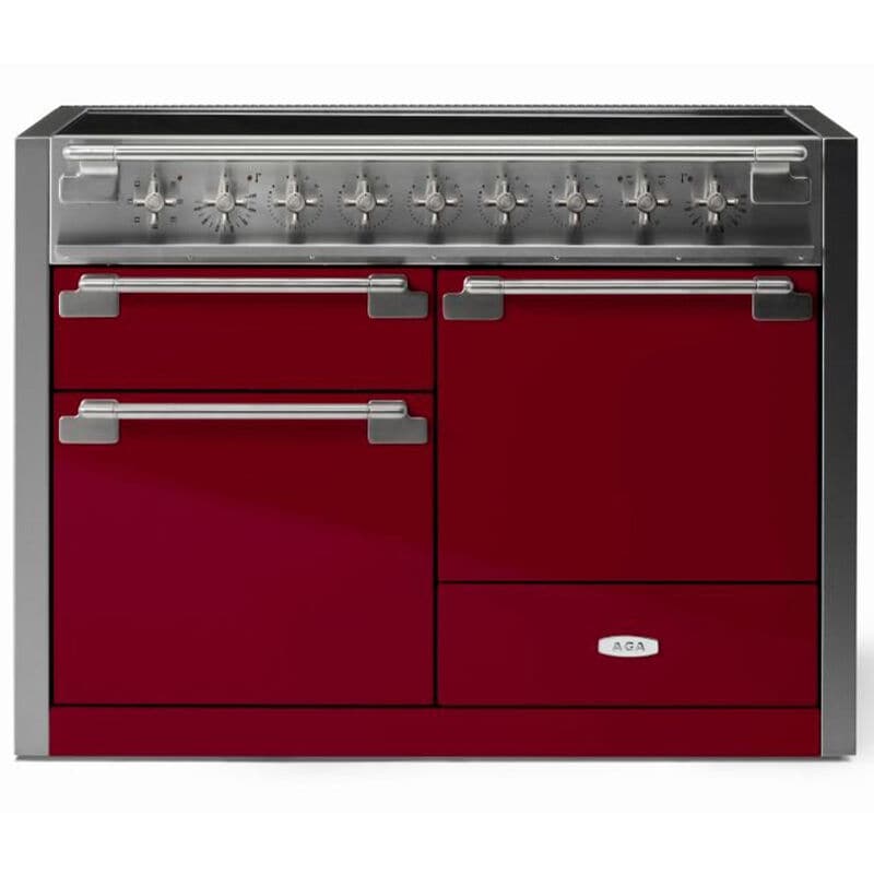 AGA Elise Series 48 in. 6.0 cu. ft. True European Convection Double Oven Electric Range with 5 Induction Burners - Cranberry, , hires