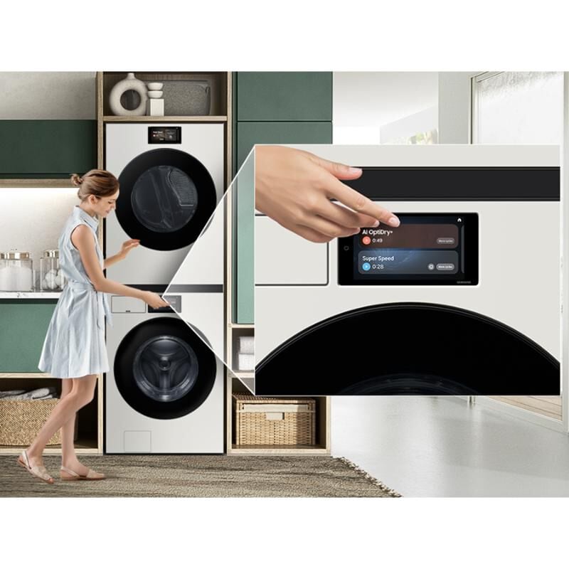 Samsung Bespoke 27 in. 5.3 cu. ft. Smart Stackable Front Load Washer with AI Home, AI OptiWash+, Sanitize & Steam Cycle - Ivory, , hires