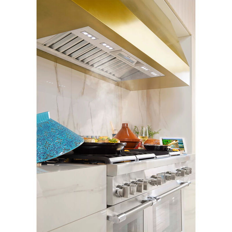 Thermador 54 in. Smart Standard Style Range Hood with 4 Speed Settings, Ducted Venting & 4 LED Lights - Stainless Steel, , hires