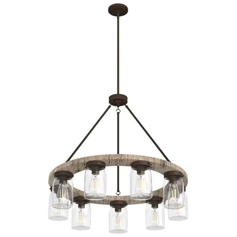 Hunter Devon Park 31 in. 9-Light Chandelier with Clear Glass - Onyx Bengal, , hires