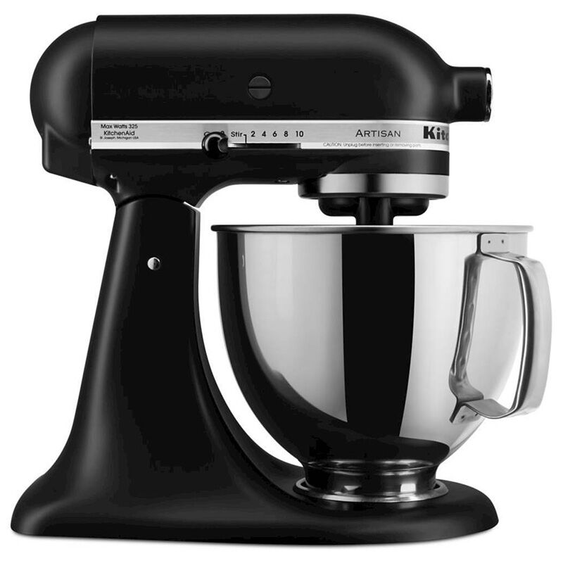 KitchenAid Artisan Series 10-Speed 5-Quart Electric Stand Mixer with Tilt-Head & 3 Attachments - Matte Black, Matte Black, hires