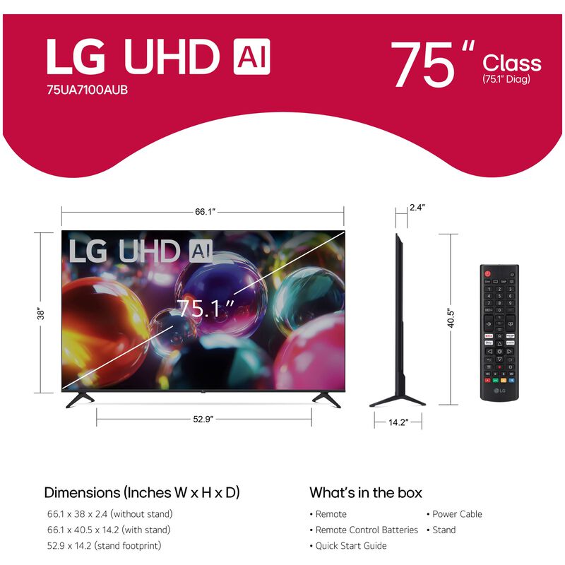 LG - 75" Class UA71 Series LED 4K UHD Smart webOS TV, , hires