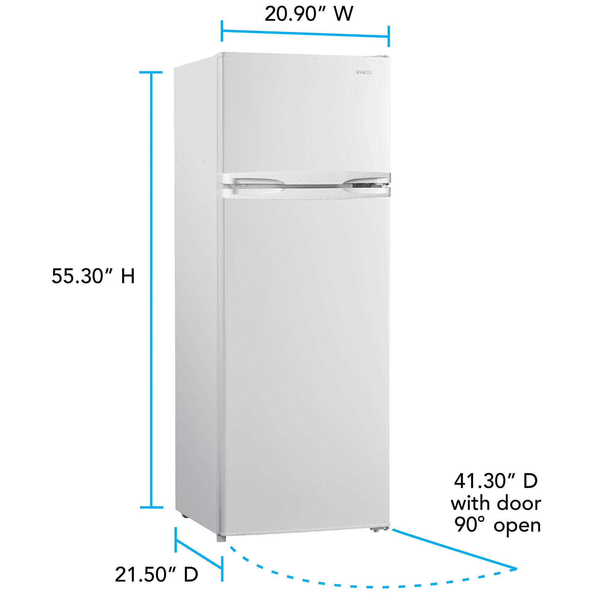 Avanti 21 in. 7.5 cu. ft. Top Freezer Refrigerator - White | P.C.
