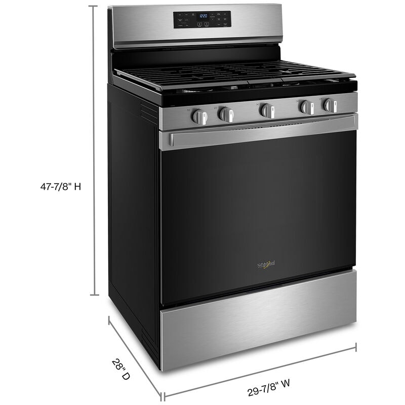 Whirlpool 30 in. 5 cu. ft. Air Fry Standard Convection Gas Range with 5 Sealed Burners - Stainless Steel, , hires