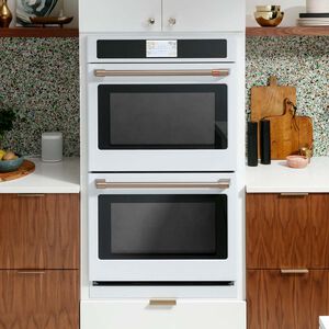 Cafe Professional Series 30 in. 10 cu. ft. Smart Top Control Electric Double Wall Oven with True European Convection - Matte White, Matte White, hires