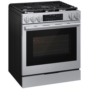 Samsung Bespoke 30 in. 6.0 cu. ft. Smart Air-Fry True European Convection Slide-In Gas Range with 5 Sealed Burners & Griddle - Stainless Steel, Stainless Steel, hires