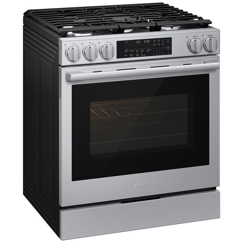 Samsung Bespoke 30 in. 6.0 cu. ft. Smart Air-Fry True European Convection Slide-In Gas Range with 5 Sealed Burners & Griddle - Stainless Steel, Stainless Steel, hires