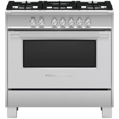 Fisher & Paykel 36 in. 4.9 cu. ft. Convection Oven Freestanding Gas Range with 5 Sealed Burners - Stainless Steel | OR36SCG4X1