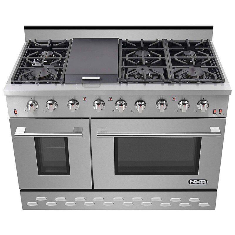 NXR 48 in. 7.2 cu. ft. Convection Double Oven Freestanding Gas Range with 6 Sealed Burners - Stainless Steel, , hires