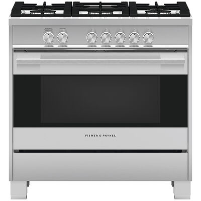 Fisher & Paykel Series 7 36" Freestanding Gas Range with 5 Sealed Burners, 4.9 Cu. Ft. Single Oven & Storage Drawer - Stainless Steel | OR36SDG4X1
