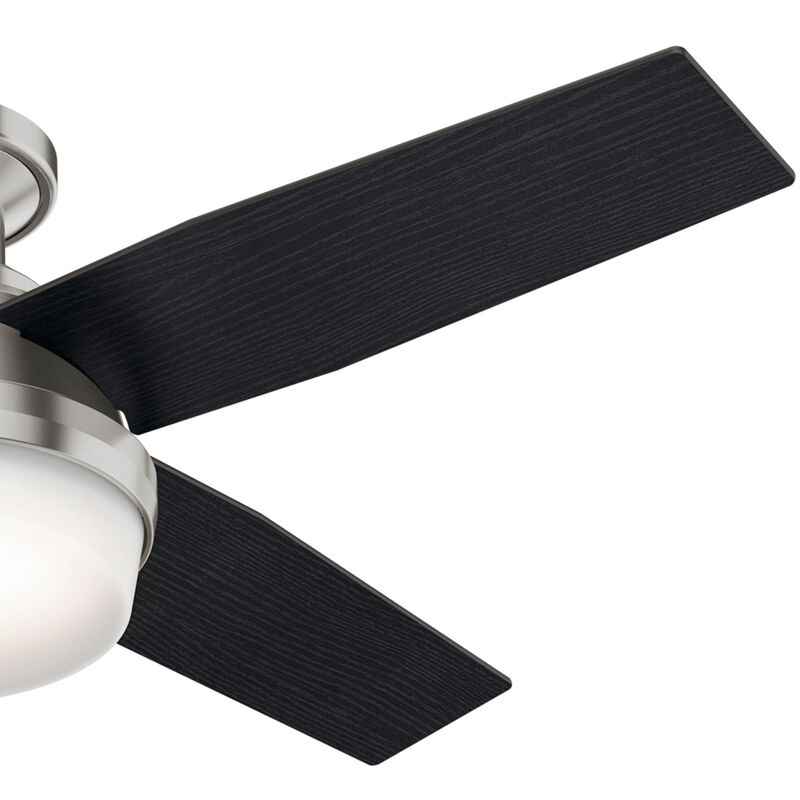 Hunter 44" Dempsey Low Profile Ceiling Fan with LED Light Kit and Handheld Remote - Brushed Nickel, Brushed Nickel, hires