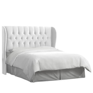 Skyline Furniture Tufted Wingback Velvet Fabric Full Size Upholstered Headboard - White, White, hires