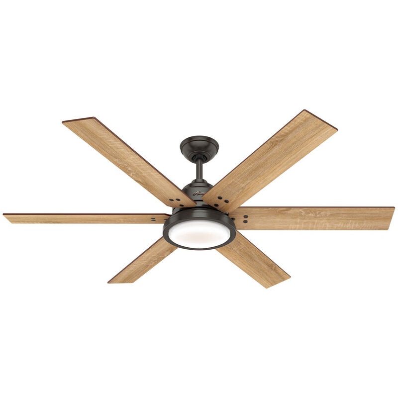 Hunter Warrant 60 in. Ceiling Fan with LED Light Kit and Wall Control - Noble Bronze, , hires
