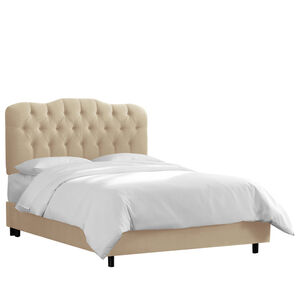 Skyline Furniture Tufted Velvet Fabric Upholstered California King Size Bed - Buckwheat, Buckwheat, hires