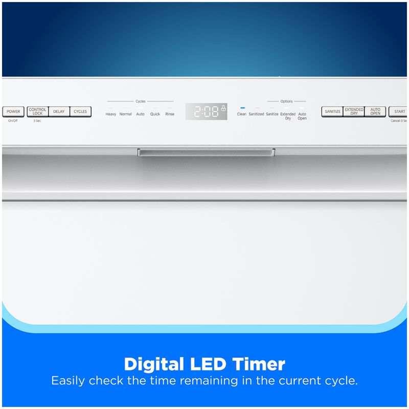 Midea 24 in. Front Control Flush-Mount Dishwasher with 52 dBA Sound level, Auto Open Door & Pocket Handle - White, , hires