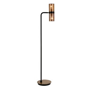 Hudson & Canal Zevnon Floor Lamp - Matte Black and Brass, , hires