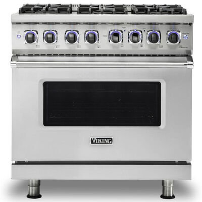 Viking 7 Series 36 in. 5.6 cu. ft. Convection Oven Freestanding LP Gas Dual Fuel Range with 6 Sealed Burners - Stainless Steel | VDR73626BSSL