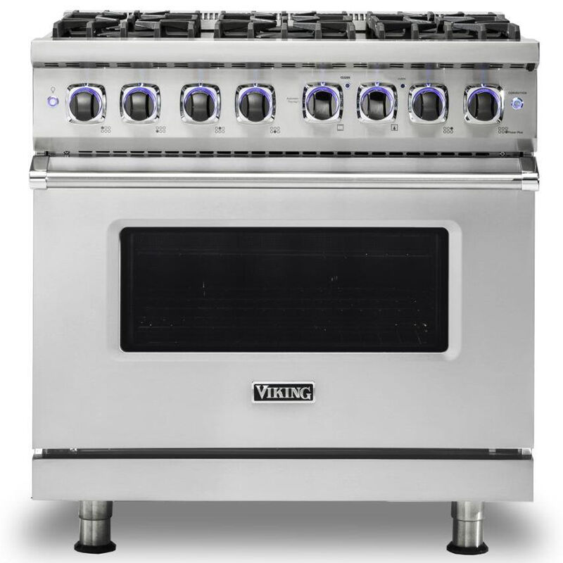 Viking 7 Series 36 in. 5.6 cu. ft. True European Convection Dual Fuel Range with 6 Sealed Burners - Stainless Steel, , hires