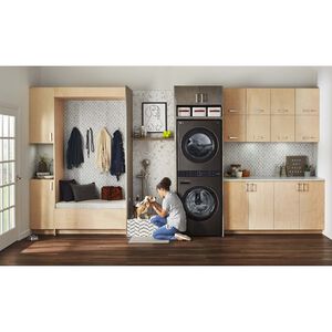 LG 27 in. WashTower with 4.5 cu. ft. Washer with 6 Wash Programs & 7.4 cu. ft. Gas Dryer with 6 Dryer Programs, Sensor Dry & Wrinkle Care - Black Steel, Black Steel, hires
