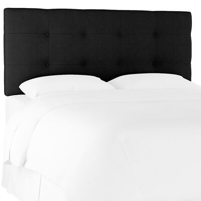 Skyline Furniture Tufted Linen Upholstered Twin Size Headboard, Black | 790TLNNBLC