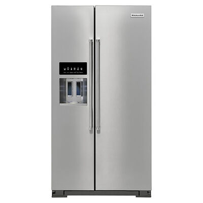 KitchenAid 36 in. 24.8 cu. ft. Side-by-Side Refrigerator With External Ice & Water Dispenser - Stainless Steel | KRSF705HPS