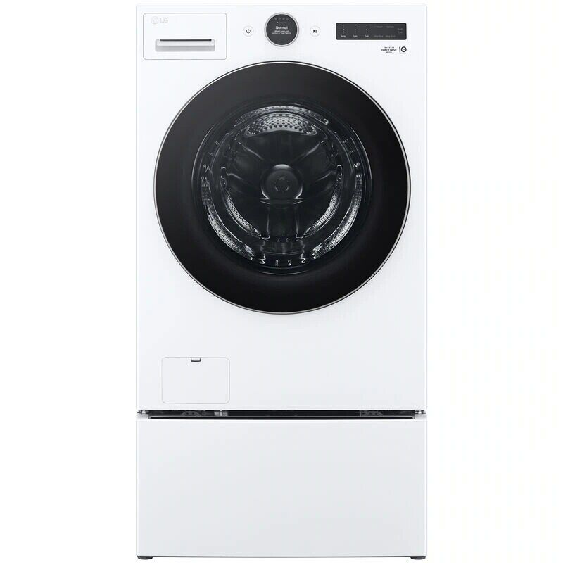 LG 27 in. 4.5 cu. ft. Smart Stackable Front Load Washer with AI DD Built-In Intelligence, TurboWash 360 Technology, Allergiene, Sanitize & Steam Wash Cycle - White, , hires