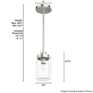 Hunter Devon Park 4.5 in. Pendant Ceiling Light with Clear Glass - Brushed Nickel, , hires