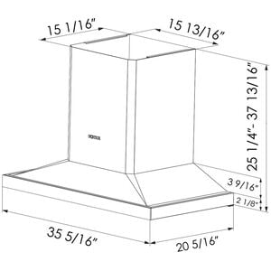 Fotile Perimeter Series 36 in. Ducted Chimney Style Range Hood with 1000 CFM, 3 Fan Speeds & 2 LED Lights - Stainless Steel, , hires