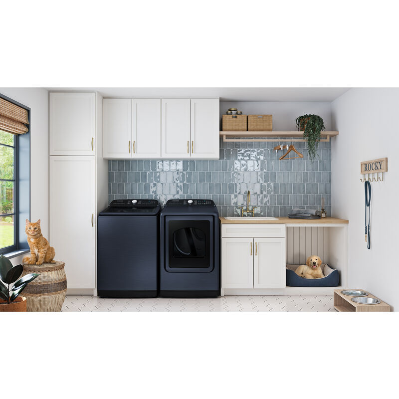 Samsung 27 in. 7.4 cu. ft. Smart Gas Dryer with Pet Care Dry, Sensor Dry, Sanitize & Steam Cycle - Brushed Navy, Brushed Navy, hires