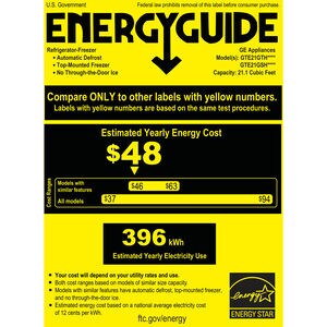 GE 33 in. 21.1 cu. ft. Top Freezer Refrigerator - White, White, hires