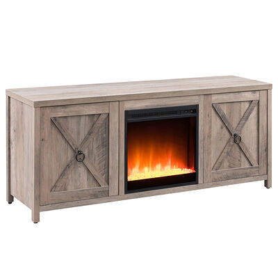 Hudson & Canal Granger 58" TV Stand With Crystal Fireplace Insert - Gray Oak | TV0673