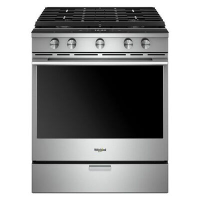 Whirlpool 30" Slide-In Gas Range with 5 Sealed Burners, Griddle, 5.8 Cu. Ft. Single Oven & Storage Drawer - Stainless Steel | WEGA25H0HZ