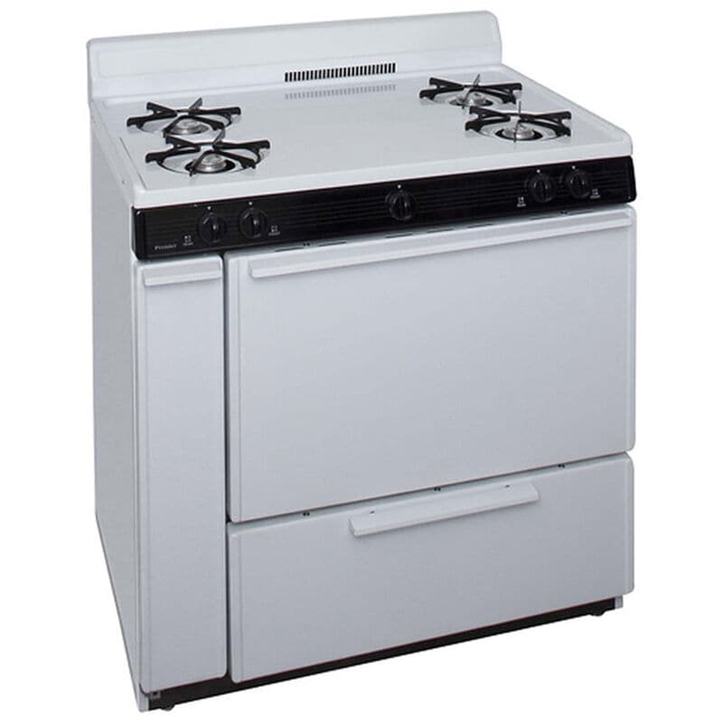 Premier 36 in. 3.9 cu. ft. Gas Range with Open Burners - White, , hires