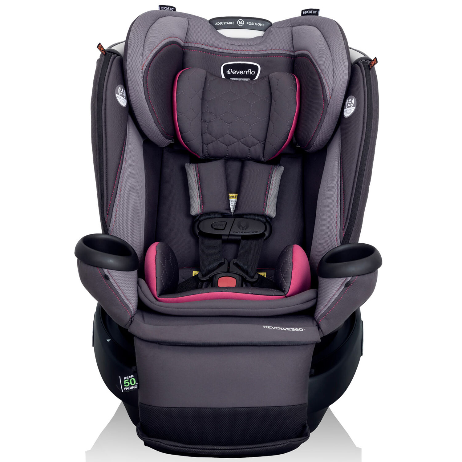 Evenflo Revolve360 Extend All in One Rotational Car Seat with Quick Clean Cover Rowe Pink P.C. Richard Son