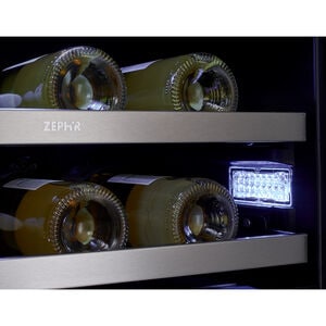Zephyr Presrv Series 24 in. Undercounter Wine Cooler with Glass & Wood Racks, Dual Temperature Zones & 21 Bottle Capacity - Stainless Steel, , hires