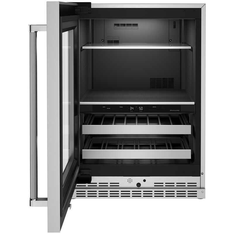 KitchenAid 24 in. 4.8 cu. ft. Built-In Beverage Center with Pull-Out Shelves & Digital Control - Stainless Steel, , hires