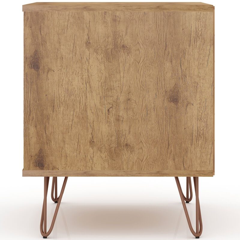 Manhattan Comfort Rockefeller Mid-Century Modern 2-Drawer Nightstand - Textured Gray, Gray, hires