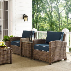 Crosley Bradenton 3-Piece Outdoor Chair and Side Table Set - Navy, , hires